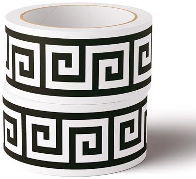 VisitRyl self Adhesive Wallpaper Border Wall Tiles Decorative, Peel and Stick Wall Border Bathroom Stickers Black Wanzi B 10cm X 1000cm