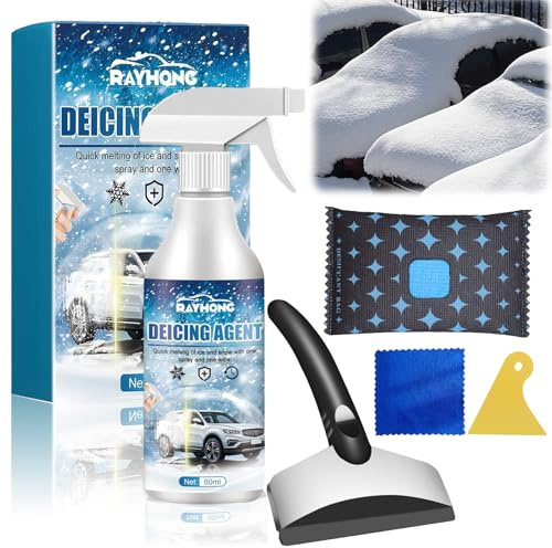 TaimeiMao Spray Dégivrant Voiture,Bombe Degivrante Pare Brise,Degivrant Vitre Voiture,avec Grattoir Glace Voiture et Pack Déshumidificateur,Rapide et de Déneigement pour Pare-Brise