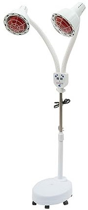 275W Double-Lamp Far Infrared Lamp, 10 Gears Pain Relif Heating Light, 360° Adjustable & Rotatable, 129-160cm Height Adjustment Range