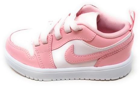 NIKE Jordan 1 Low DR9748 614 Med Soft Pink/Pearl Pink-White pour fille Rose avec lacets élastiques et déchirure, Blanc et rose., 30 EU