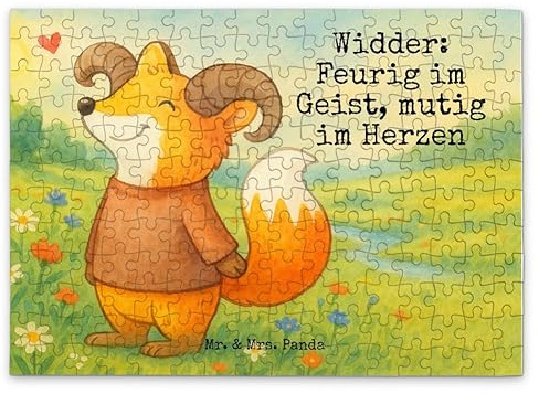 Mr. & Mrs. Panda Puzzle Widder Astologie Design 192 Teile - Geschenk, Tierkreiszeichen, Sternzeichen, Puzzlespiel, 2000, Geduldspiel, 500, 1500, Geburtstagsgeschenk, Astrologie