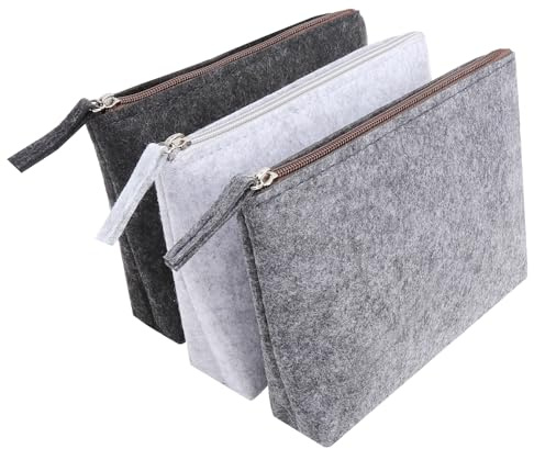 UOCAI Filz Mäppchen 3er Set Kosmetiktasche Filz zum beplotten, Federmäppchen mit Reißverschluss, Filztasche Organizer groß Kapazität, Aufbewahrungstasche für Damen Herren, Reise Schule Büro