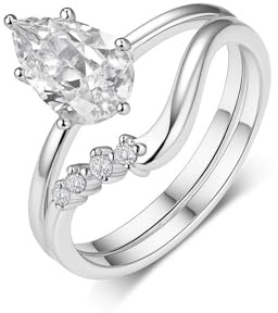 Skcess 14K Weißgold Ring Damen, Ring für Freundin Moissanit Weiß 1.5ct Größe 49 (15.6)