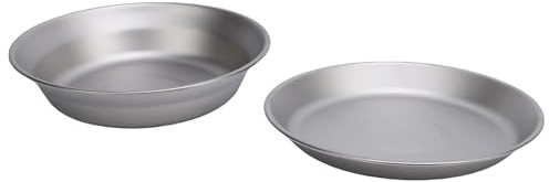 Hamwesh Assiette de Camping, 2 Pièces de 500 Ml et 300 Ml, Plats Empilables en Titane avec Haute dureté, Ustensiles de Cuisine d'extérieur Multifonctionnels Ultra Légers pour le Camping, la