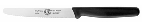EQUINOX Tomato Knife 13 cm – GGS Solingen Germany Serrated Utility Knife/Knife Set, Ultra Sharp Stainless Steel, Professional Kitchen Knives for Steak, Vegetables & Fruits (Black 1 Knife)