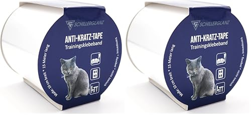 Schillerglanz Katzen Anti Kratz Tape 15m(10cm x 15m), Kratzschutz Trainingsklebeband Möbelschutz Katzenerziehung Übungsband Oberflächenschutz Möbel Couch Sofa Schutz (Packung mit 2)