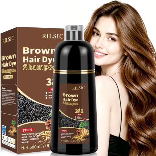 500ML Hair Dye Shampoo 3in1, Hellbraun Haarfärbeshampoo für Graues Haar | Sofort-Haarfarben-Shampoo, Haarfarbe Shampoo, Hair Color Shampoo, Farbshampoo Tönungsshampoo für Männer Frauen