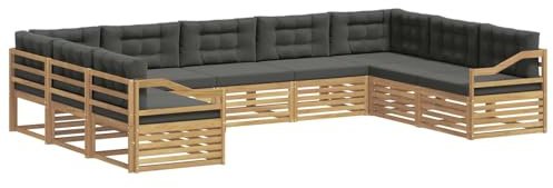 vidaXL Outdoor-Sofagarnitur 9 pcs Weiß und Anthrazit, Garten, modernes Outdoor-Sofa, Lounge-Set für die Terrasse, gemütliche Sitzmöbel