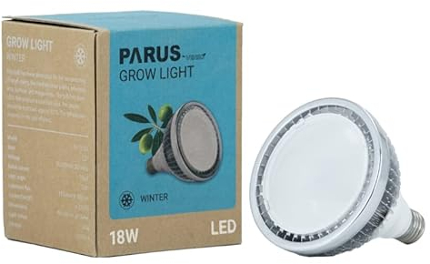 Parus by Venso GrowLight Winter E27 LED Pflanzenlampe 18W 140°, Venso Ecosolutions Vollspektrum LED Überwinterungslampe Pflanzenlampe LED Vollspektrum, LED Birne, Vollspektrum E27 Pflanzenlampe Birne