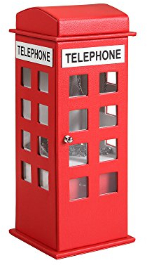 ORE International HBB1817 Schmuckschatulle mit britischer Telefonzelle, Leder, Rot