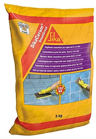 Sika - SikaCeram SmallGrout, Bianco - Stucco cementizio per fughe da 0 a 4mm - Previene la formazione di muffa - Idrorepellente - Sacco da 5kg