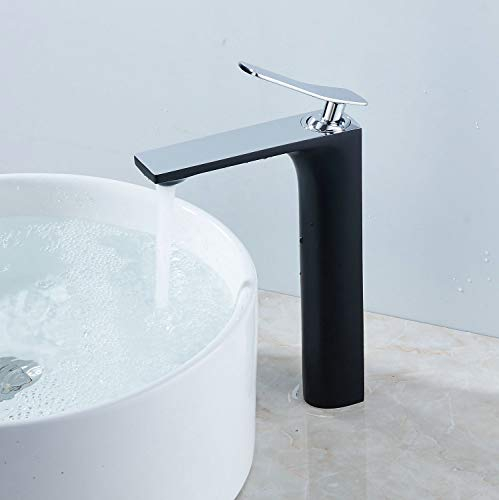 Leekayer Schwarzes Finish Badezimmer Waschbecken Wasserhahn 1 Griff Hahn Einlochmontage Deck Montieren Toilette Chrom Hebel Waschtischarmatur Hoch Moderne