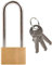 30mm Solid Brass Long Shackle Padlock with 3 Keys Door Lock Gym Locker Luggage Zip