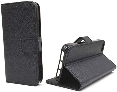 König Design Handyhülle Kompatibel mit Apple iPhone 5 / 5s / SE Handytasche Schutzhülle Tasche Flip Case mit Kreditkartenfächern - Onyx Schwarz