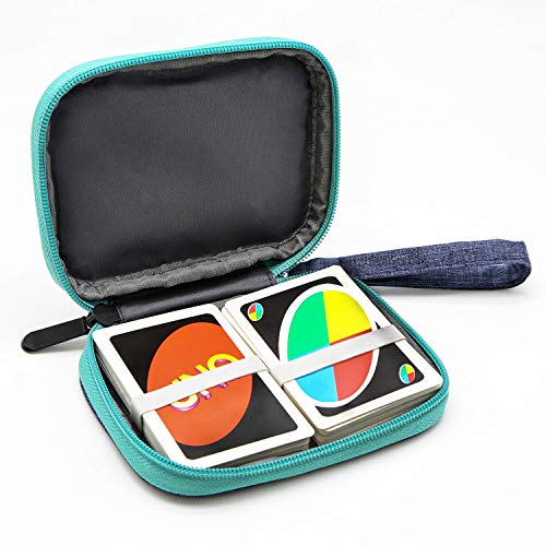 YSAGi Travel mit UNO-Tasche Kompatibles Kartenspiel, Platz für bis zu 150 Karten, weiches Tuch Wasserdichter Rundumschutz Kompatible UNO-Karte für Spiele im Freien oder Camping (Blau)
