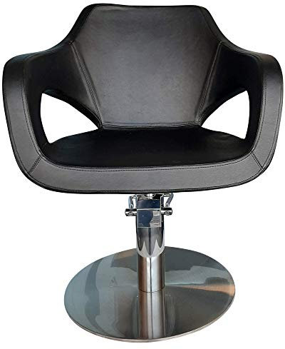 VAKON SALON - Friseurstuhl höhenverstellbar mit Hydraulik und runde Bodenplatte aus Edelstahl, Friseursessel, Coiffeurstuhl, Friseureinrichtung Barber