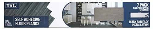 Floor Planks Tiles Self Adhesive Dark Grey Wood Vinyl Flooring Bathroom Kitchen - 4 x Packs of 7 6X36 (28 Planks)