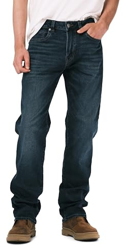Buffalo David Bitton Men's Driven Straight Leg Jean, Crinkled And Sanded Indigo, 34 32