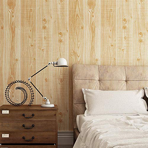 ZZDXL Tapeten Helles Holz Tapete Vliestapete 10 M X 0,53 M,3D Tapete Für Schlafzimmer Wohnzimmer Oder Küche,Modern Klassisch Elegance Tapete Kinderzimmer,Wandtapete Jungen Mädchen