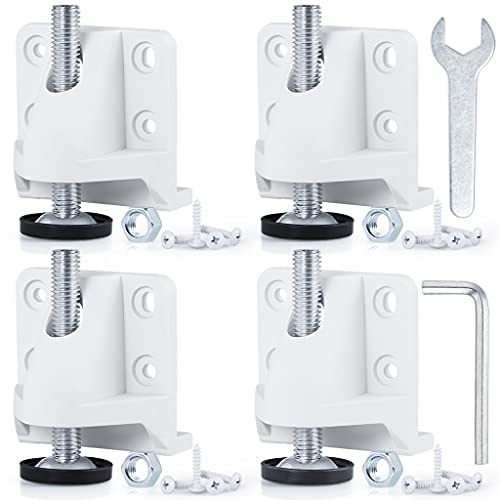 Skelang 4-Pack Furniture Levelling Feet, Lifting Leveller with Lock Nut and Screws, M10 Adjustable Feet for Workbench, Cabinet, Table, Each Loading Capacity 600Lbs (White)