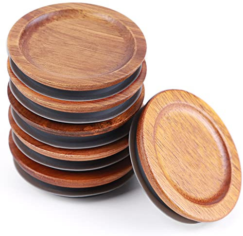 6 Stück Einmachgläser mit normaler Öffnung, Akazienholz, Vorratsdosen, Deckel, Kugelgläser, Holzdeckel mit luftdichter Silikonversiegelung, Braun