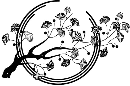 ESTART Metal Ginkgo Tree Leaf Wall Art, Black Wall Decoration Creative Handmade Wall Sculpture is Suitable for Home Living Room Bedroom Kitchen Study Office (Black)