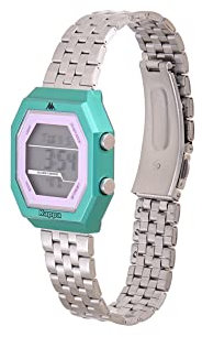 Kappa orologio unisex acciaio grigio quadrante esagonale (VERDE-ROSA)