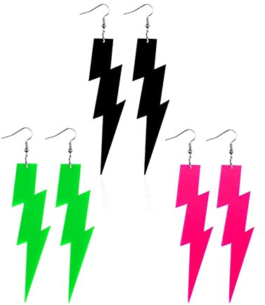 3Paar Neonohrringe der 80er Jahre Halloween Retro Acryl Drop Dangle für Frauen 80er Jahre Party
