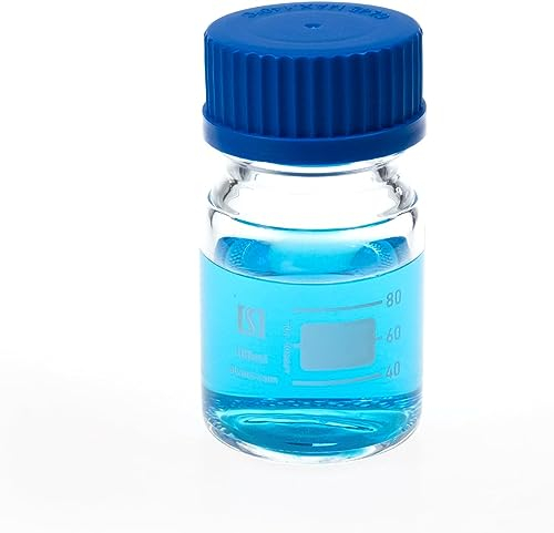 ALWSCI 100 mL Glass Media Storage Bottles Wide Mouth Lab Reagent Bottle, Borosilicate Glass Graduated Storage Bottle with GL45 Blue Screw Cap for Lab