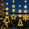 FLSEPAMB 4 Stück LED Sterne Fenster Weihnachtsbeleuchtung, Lichterkette Weihnachten mit Saugnapf, LED Lichtervorhang Weihnachten mit Sterne & Weihnachtsmuster, Fenster Lichter Deko für Weihnachten