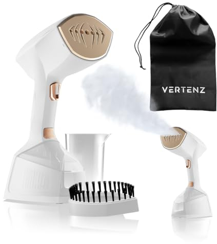 VERTENZ Aura 50 Handdampfbürste Steamer | Dampfglätter Reise & Handbügeleisen | Reisebügeleisen Dampf 1300–1500 W | 25 g/min Steam | 250 ml Tank | Bügeleisen für Kleidung & Hemden