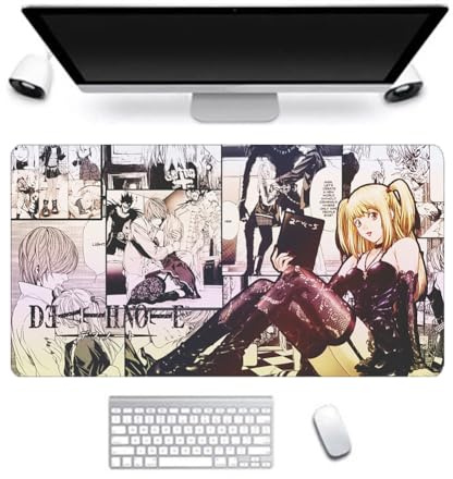 Death Note Mouse Pad Anime Mouse Mat Light Yagami/L/Ryuuku Printed Gaming Computer Keyboard Pad Laptop Mat Water-Resistant Mousepad for Office Student Desktop