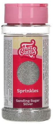 FunCakes Sanding Sugar Silver, Excellent Taste, Great for Decorating Cakes, Cake Pops, Candies, Cookies and Cupcakes, 80 g