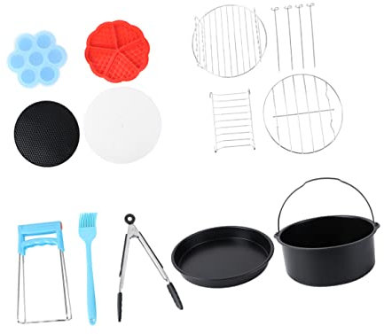 Ciieeo 1 Set 12 Pezzi Accessori Per Friggitrice Ad Aria Parti Di Ricambio Per Friggitrice Ad Aria Raccordi Per L'aria Abito Universale Acciaio Inossidabile Padella