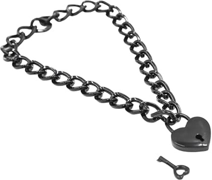 KINKWERK Halskette mit Schloss abschließbar, 49 cm | BDSM Kette mit Herzschloss für Frauen und Männer | Rostfreie Metallkette als Sklavenhalsband oder Day Collar | Geschenk für Paare
