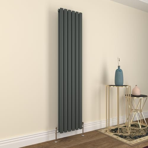 GY Bath Vertical Radiator Anthracite Oval Column Designer 1800x354mm Double Modern Central Heating Rads