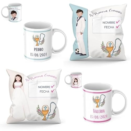 Taza y cojin conmemorativo comunion