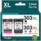 KINGJET 303 XL 303XL Multipack Kompatible für HP 303 Druckerpatronen Multipack für Envy Inspire 7920e 7200e 7220e patronen, für HP Envy Photo 7830 6230 6232 6220 7130 7134 6234 6222 6255 6258