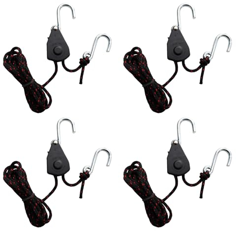 Zasjon 4 Pezzi Cricchetto a Corda Regolabile 1/8 2M Rope Ratchet Ganci di Corda, Cricchetto a Gancio per Fune, Corda Cricchetto con Gancio Cricchetti Pesanti con Ganci per Casa, Giardinaggio