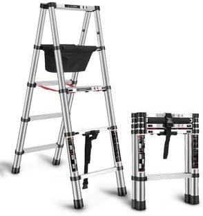 FFYUTING Aluminum Alloy Telescoping Ladders 1.4+1.4M Trestle Collapsible Ladder Home Thickening Project Extension Ladders Outdoor Work/a
