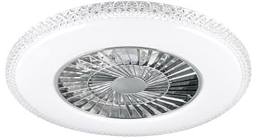 lightling LED Deckenlampe Holger mit integriertem Ventilator und Fernbedienung, Starlight-Effekt, 3 Geschwindigkeitsstufen, Lichtfarbe einstellbar, Dimmer, Nachtlicht, Ø 60 cm, Höhe 19 cm, chrom
