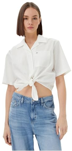 Tommy Jeans Damen Tjw CRP Linen Ss Shirt Dw0dw20286 S/S Shirt