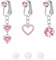 LAURITAMI 3 Pièces Faux Piercing Nombril avec CZ Cœur Papillon Argent Non Percé Clip Fake Anneaux de Ventre Con Pendentif