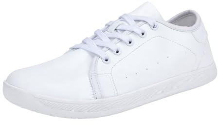 Generisch Chaussures pieds nus pour homme - Imperméables - En cuir synthétique - Chaussures de loisirs - Larges - Avec semelle plate - Couleur unie - En cuir synthétique - Avec lacets, Blanc., 38 EU