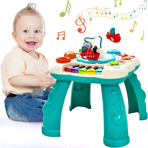 Babyspielzeug Spieltisch, Kinderspielzeug Ab 1 Jahr, Baby Musikspielzeug, Musiktisch für Babys ab 18 Monaten, Musik Licht Kinder Lernspielzeug, Musikspielzeug Geschenke für 1 2 3 Jahre Mädchen Junge