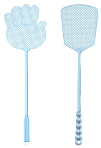 Matamoscas manual | 2 piezas matamoscas resistentes para moscas | Juego multifuncional de mano larga | Control manual ligero para el hogar/interior/exterior/aula