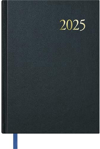 Dohe - 2025 Englisch Agenda - Tag pro Seite, A5 (14x20 cm), 12 Monate Januar bis Dezember, Hardcover, Büromaterial - SEGOVIA Schwarz