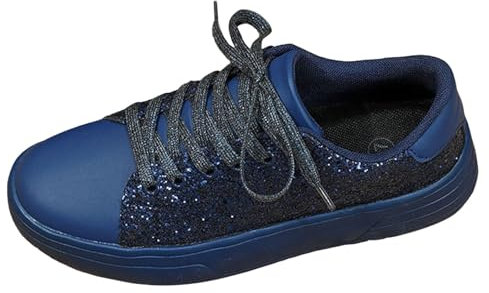 Pailettenschuhe Für Damen, Elegant mit Schnürung Outdoor Silber Laufschuhe Pailletten Schuhe Running Blau Freizeit Atmungsaktiv Glitzer Sneaker Turnschuhe 40 Flach Sportschuhe Glitzer Schuhe
