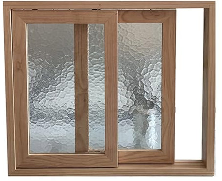 Ventana Correderas Granero Cobertizo Ventana Corredera Con Cerradura De Pestillo, Vidrio Templado Estilo Water Ripple, Marco De Madera, 125 120 115 110 105 100 95 90 85 80 Cm(WxH 24x24in/60x60cm)