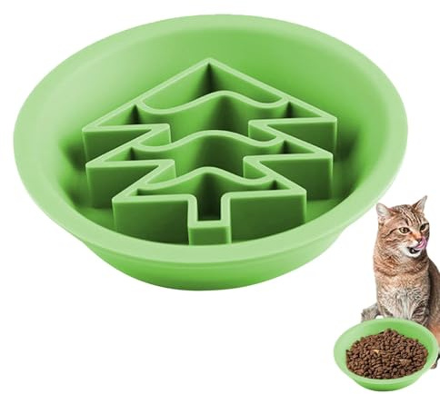 Slow Feeder Katzennapf – Weihnachts-Silikon-Katzenfutterschale, Haustier-Futterstation, Cartoon-Silikon, doppelseitig, für Katzen, Kätzchen, Welpen
